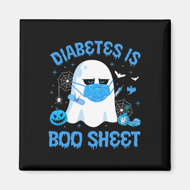 Diabetes Is Boo Sheet Blue Grey Diabetes Awareness Magnet (Front)