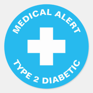 Diabetes Medical Alert Type 2 Diabetic Blue  Classic Round Sticker
