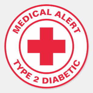 Diabetes Medical Alert Type 2 Diabetic Red  Classic Round Sticker