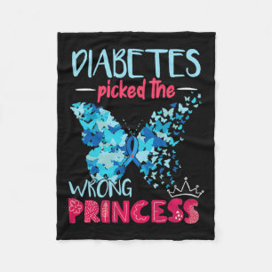 Diabetes Picked The Wrong Princess Diabetes Awaren Fleece Blanket