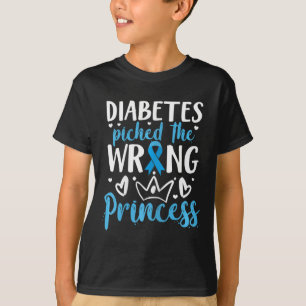 Diabetes Picked The Wrong Princess Diabetes Awaren T-Shirt