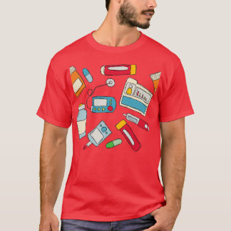 Diabetes Pump and Injection Doodles T-Shirt