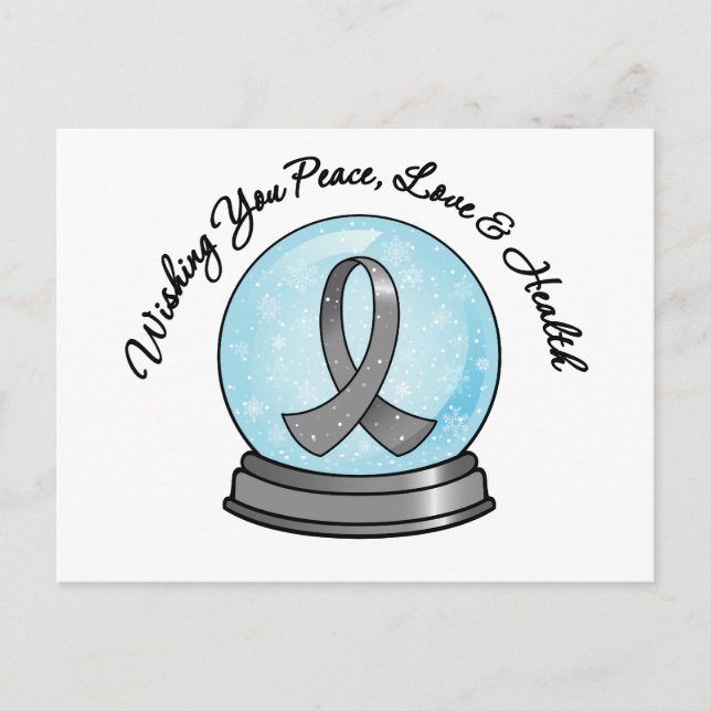 Diabetes Ribbon Merry Christmas Snowglobe Holiday Postcard (Front)