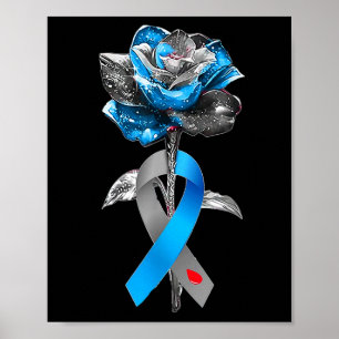 Diabetes Rose Flower Warrior Awareness Diabetic Su Poster
