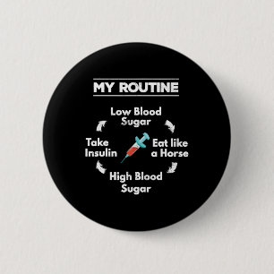 Diabetes Routine Insulin Needle Low High Blood Sug 6 Cm Round Badge