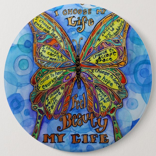 Diabetes Support My Life Butterfly Poem Buttons (Front)