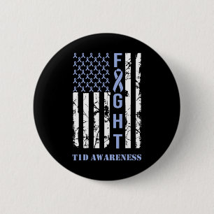 Diabetes T1d Awareness Month Fight Flag Blue Ribbo 6 Cm Round Badge