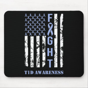 Diabetes T1d Awareness Month Fight Flag Blue Ribbo Mouse Mat