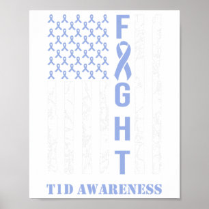 Diabetes T1D Awareness Month Fight Flag Blue Ribbo Poster