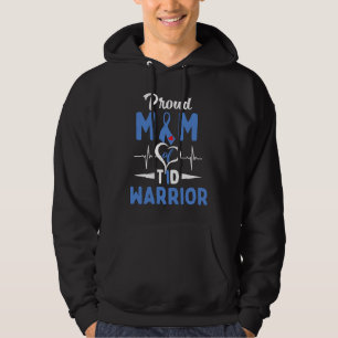 Diabetes T1D Awareness Month Proud Mom Blue Ribbon Hoodie