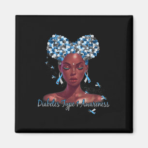 Diabetes Type 1 Awareness Blue And Grey Ribbon Gir Magnet