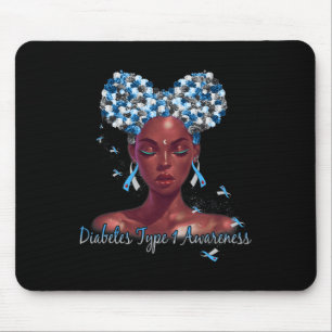 Diabetes Type 1 Awareness Blue And Grey Ribbon Gir Mouse Mat