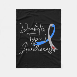 Diabetes Type 1 Awareness Gifts Blue And Grey Ribb Fleece Blanket