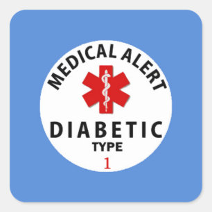 DIABETES TYPE 1 SQUARE STICKER