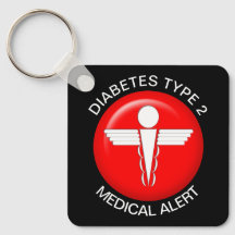 Diabetes Type 2 medical alert Keychain