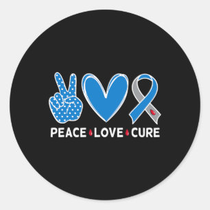 Diabetes Warrior Awareness Blue Peace Love Cure Fa Classic Round Sticker