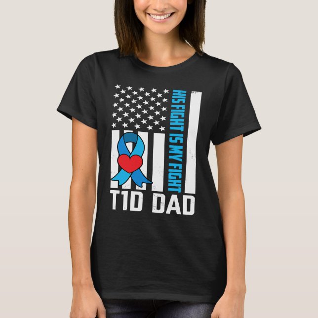 Diabetes Warrior T1D Dad American Flag Diabetes Aw T-Shirt (Front)