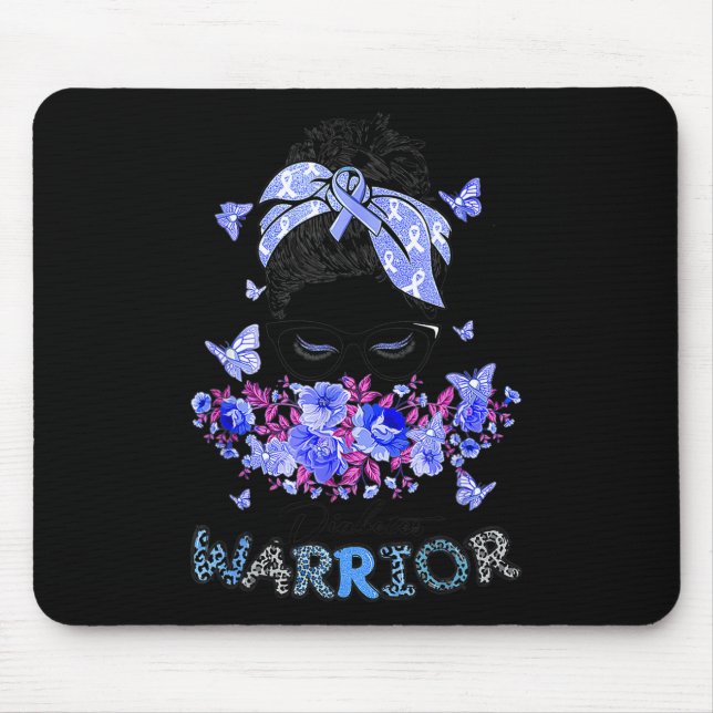Diabetes Warrior T1d Messy Bun Hair Diabetes Aware Mouse Mat (Front)