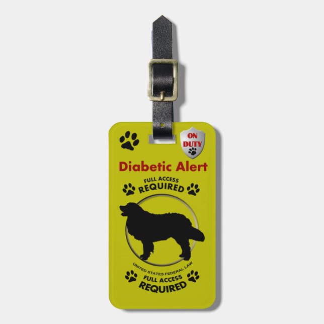 Diabetic Alert Dog ID Luggage Tag (Front Vertical)