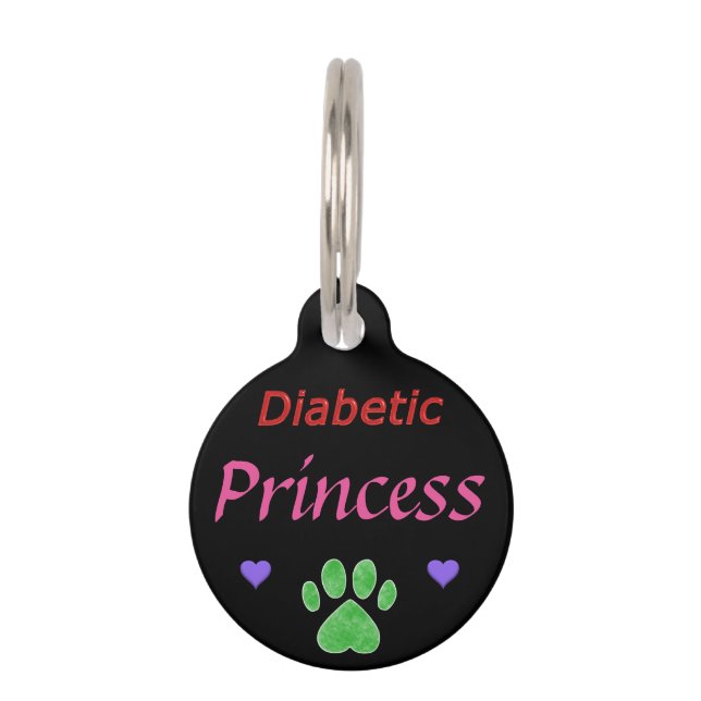 Diabetic Alert Princess Custom Pet Tag (Front)