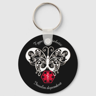 Diabetic Alert Type 1 or 2  Personalise Key Ring