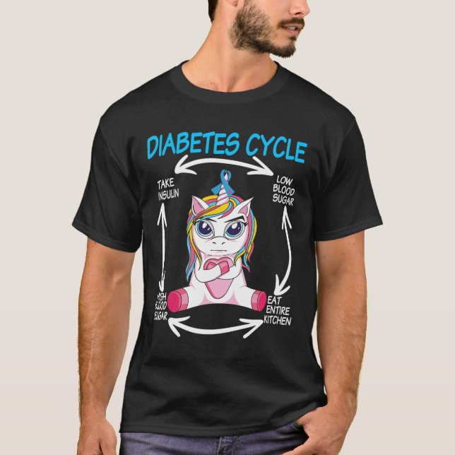 Diabetic Cycle Fun Unicorn Diabetes Awareness Tee  (Front)