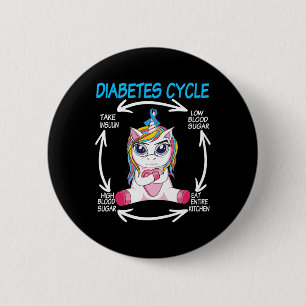Diabetic Cycle Fun Unicorn Diabetes Awareness Tee  6 Cm Round Badge
