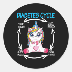 Diabetic Cycle Fun Unicorn Diabetes Awareness Tee Classic Round Sticker