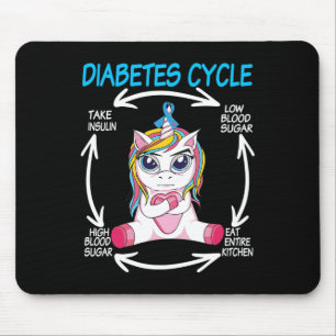 Diabetic Cycle Fun Unicorn Diabetes Awareness Tee Mouse Mat