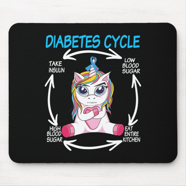Diabetic Cycle Fun Unicorn Diabetes Awareness Tee  Mouse Mat (Front)