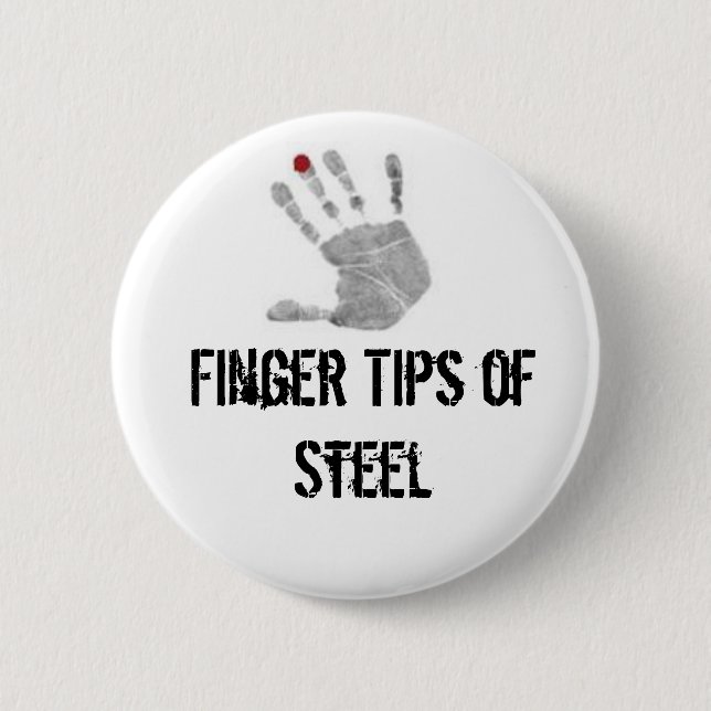 diabetic, Finger Tips of Steel 6 Cm Round Badge (Front)