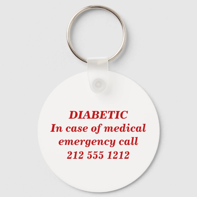 DIABETIC  In case of medical emergency keychain (Front)
