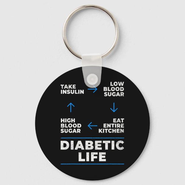 Diabetic Life Cycle Fun Diabetes Awareness  Key Ring (Front)