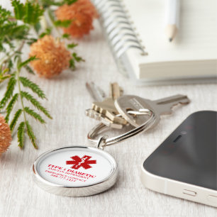 Diabetic Medical Information Key Ring
