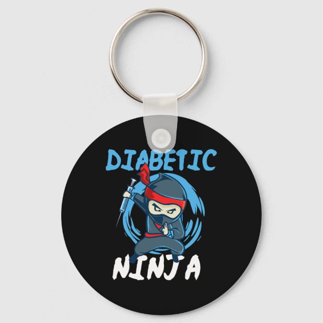 Diabetic Ninja - T1D Blood Sugar Diabetes Awarenes Key Ring (Front)