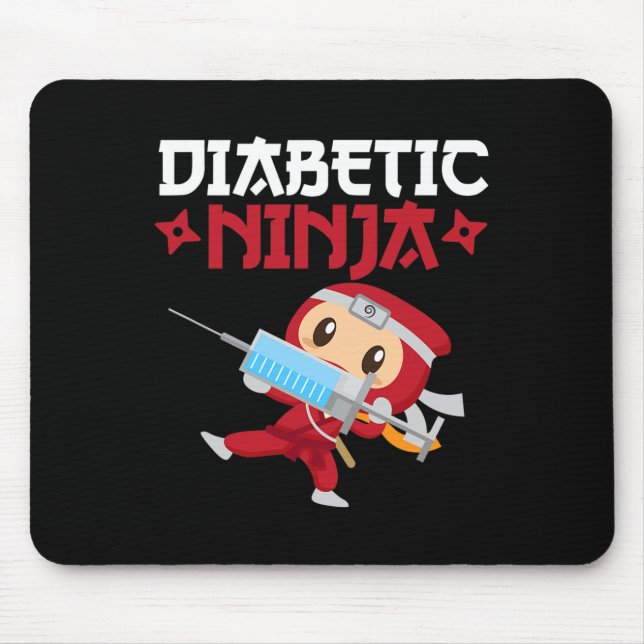 Diabetic Ninja Type 1 Diabetes Awareness  Mouse Mat (Front)