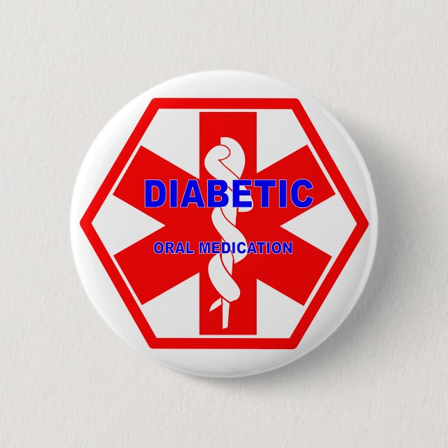 DIABETIC ORAL MEDICATION ID SYMBOL 6 CM ROUND BADGE (Front)