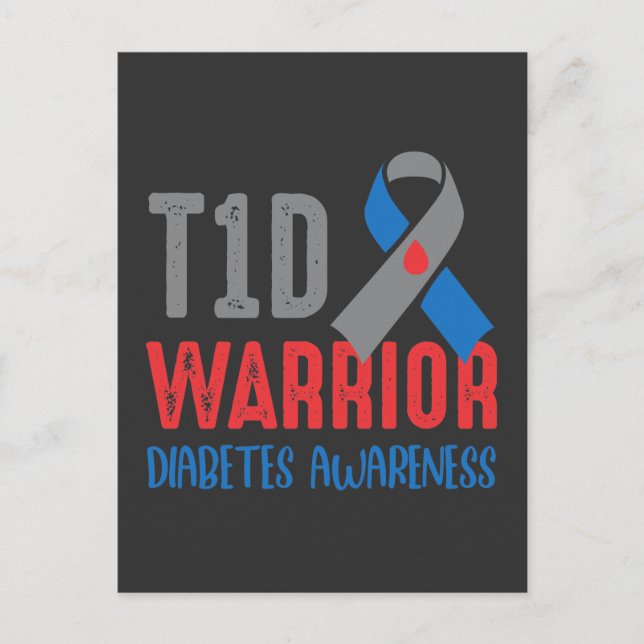 Diabetic T1D Warrior Diabetes Awareness Postcard (Front)