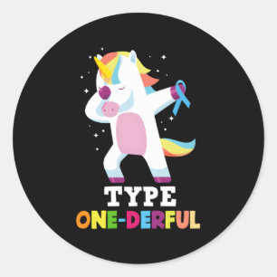 Diabetic Type 1 Diabetes T1D Type One-Derful Unico Classic Round Sticker