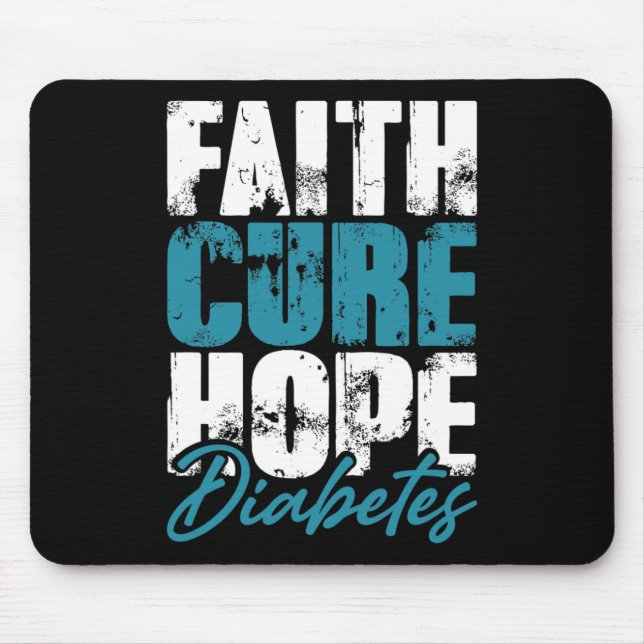 Diabetic Warrior Gift Faith Cure Hope Diabetes Awa Mouse Mat (Front)
