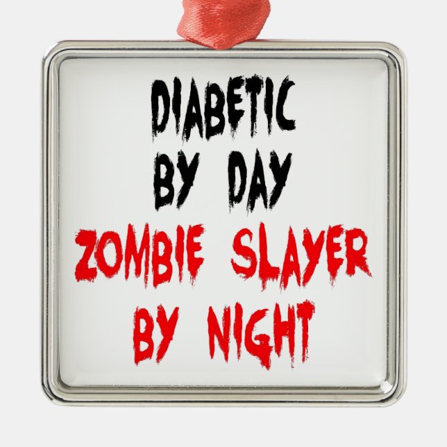 Diabetic Zombie Slayer Metal Tree Decoration (Front)