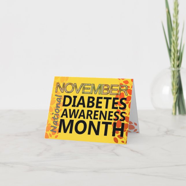 Diabetics November Diabetes Awareness Month Leaves Card (Front)