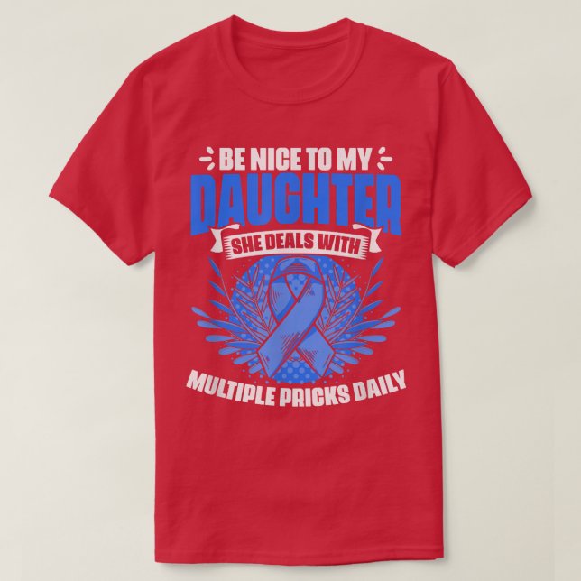 Diabetics Warrior Daughter Diabetic Diabetes Aware T-Shirt (Design Front)