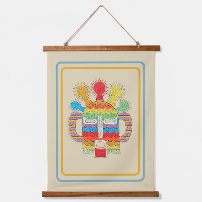 Diablo Huma Mask Tapestry - Beige Background (Front)