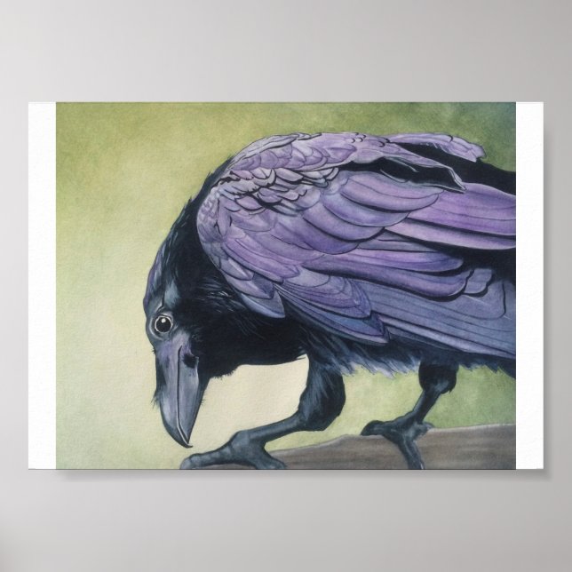 Diablo The Raven Crow Watercolor Print Fine Paper (Front)