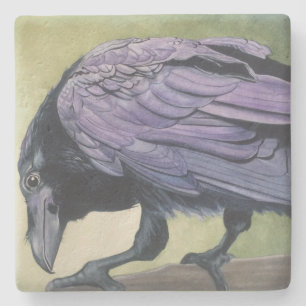 Diablo The Raven Drink Coaster Watercolor of Crow