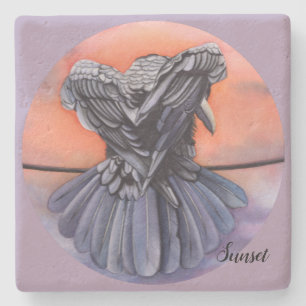 Diablo The Raven Drink Coaster Watercolor of Crow