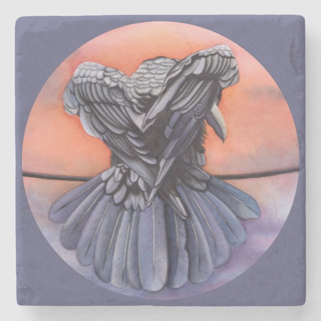 Diablo The Raven Drink Coaster Watercolor of Crow (Front)