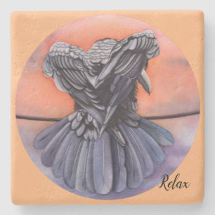 Diablo The Raven Drink Coaster Watercolor of Crow