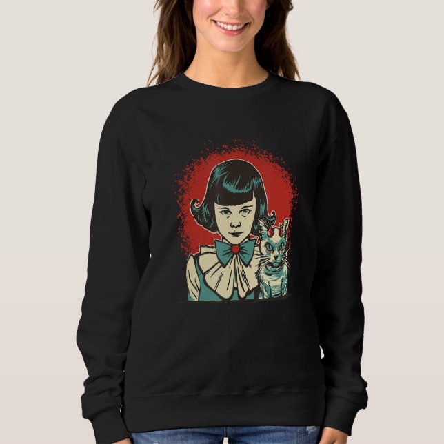Diabolic Girl with Devil Cat Sweatshirt (Front)
